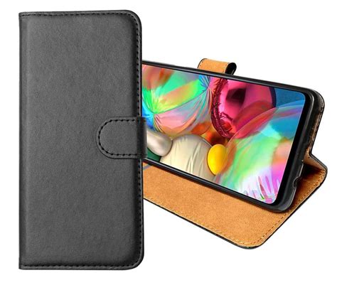 Sdtek Leather Wallet Flip Cover Case For Samsung Galaxy A71 Black