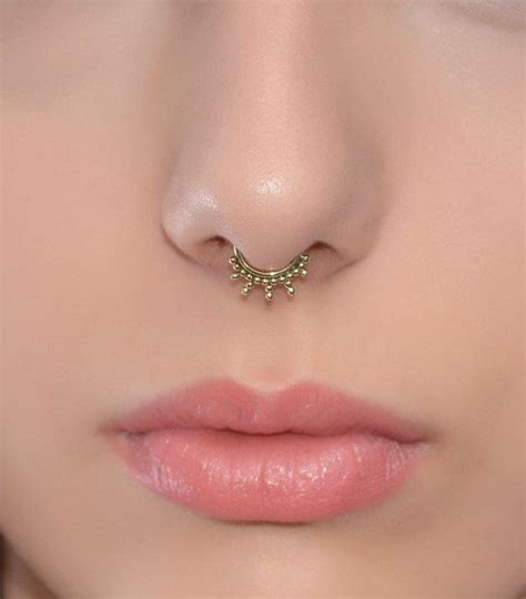 Septum Ring Gold Septum Piercing Small Nose Ring Etsy In 2021