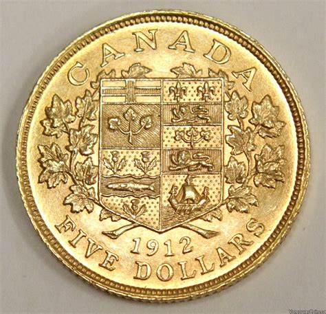 1912 Canada 5 Gold Coin Choice Original Unc Ms63 Professional