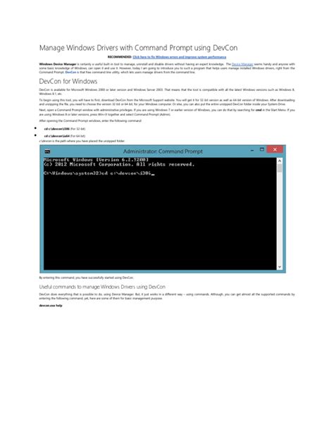 Manage Windows Drivers With Command Prompt Using Devcon Pdf