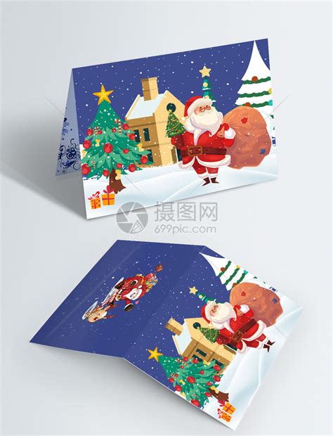卡通浪漫圣诞节贺卡模板素材 正版图片400913105 摄图网