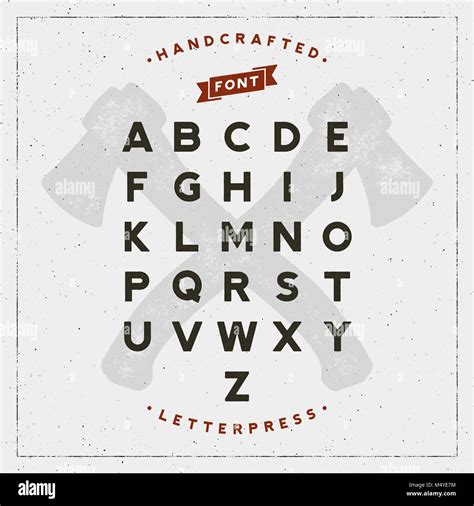 Vintage Retro Handcrafted Font With Letterpress Effect Vector