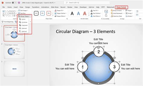 How To Merge Shapes In Powerpoint Union Intersect Subtract
