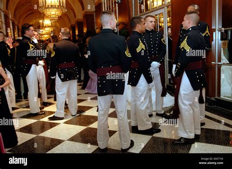 West Point Cadets Wait To Escort The Debutantes At The 52nd International Debutante Ball At The