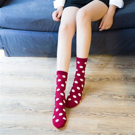 1pair Trendy Womens Cute Point Dot Breathable Cotton Casual Colorful Socks Female Ladies Elegant