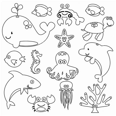 Cuatro Animales Marinos Para Colorear Imprimir E Dibujar Dibujos