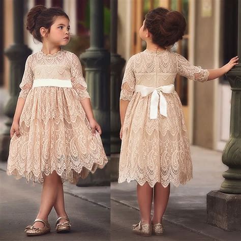 3 8 Years Girls Christmas Flower Lace Embroidery Dress Kids Dresses For