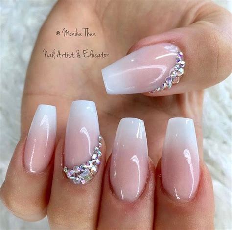 🌹★pinterest Melisaix★ 🌹 White Tip Nail Designs Diamond Nail Designs Elegant Nail Designs