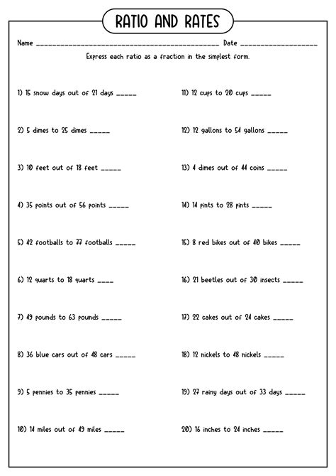 Ratio 6th Grade Worksheets