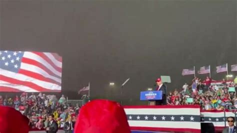 Trump Delivers Speech In Pouring Rain During Rubio Rally In Miami