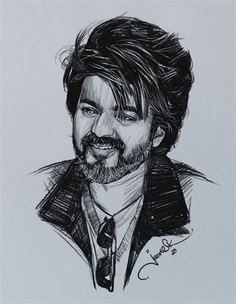 Leofilm Thalapathy Vijay Pencil Sketch 2023 Thalapathyvijay