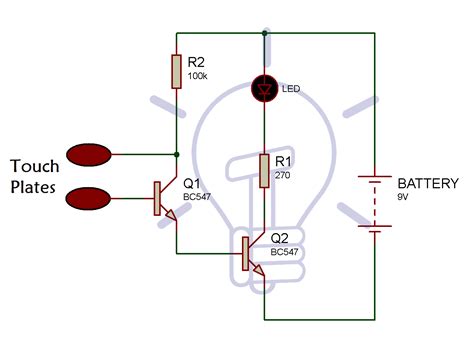 Simple Touch Sensitive Switch Circuit Using 555 Timer And Bc547 Transistor