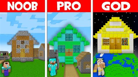Minecraft Noob Vs Pro Vs God Noob Build The Biggest House In The