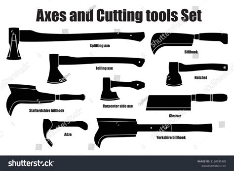 Different Types Axes Cutting Tools Set Stock Vector Royalty Free