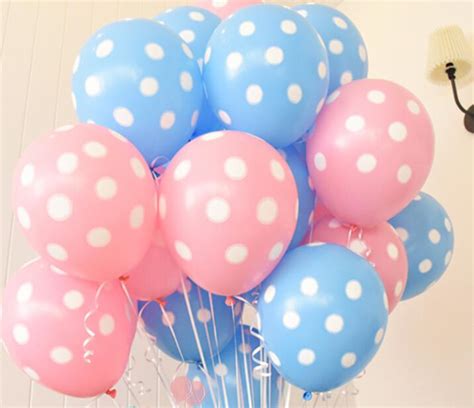 10pcs 12 Pink Blue Latex Polka Dots Balloons Wedding Birthday