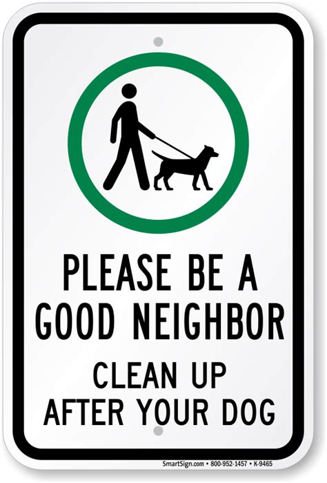 Please Be A Good Neighbor Clean Up Sign Dog On Leash