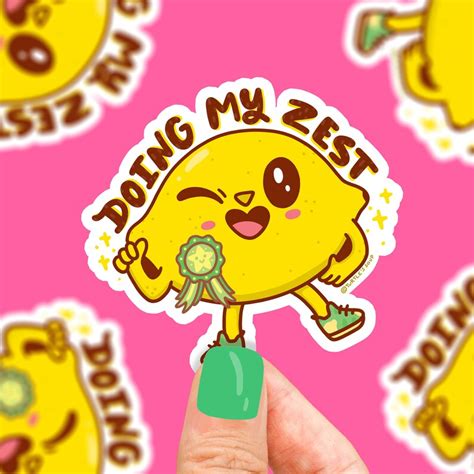 Doing My Zest Lemon Sticker Funny Sticker Art Lemon Pun Etsy In 2023