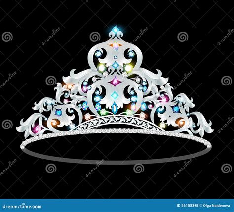 Crown Tiara Women With Glittering Precious Stones Vector Illustration
