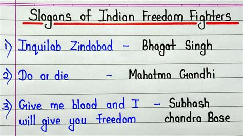 Famous Slogans Of Indian Freedom Fighters Slogans Of Freedom Fighters YouTube