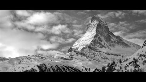 Monochrome Mountain Winter Snow Matterhorn