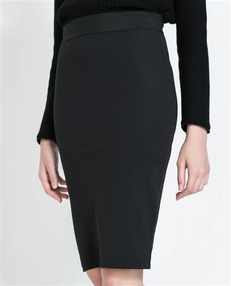 zara fitted skirt with elastic waist in black lyst