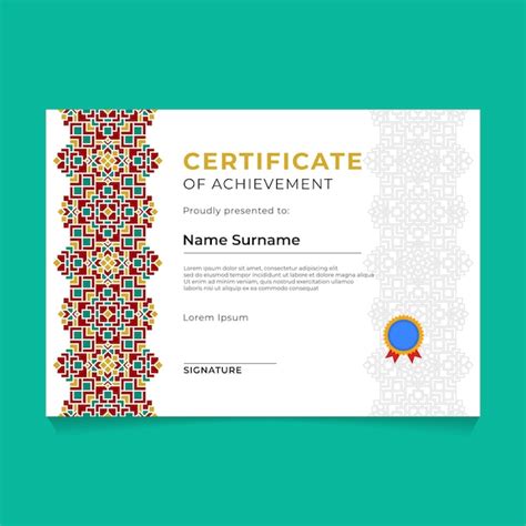 Premium Vector Islamic Geometric Certificate Template Design
