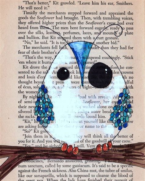 Book Page Art Old Book Pages Old Books Custom Drawing Owl Print