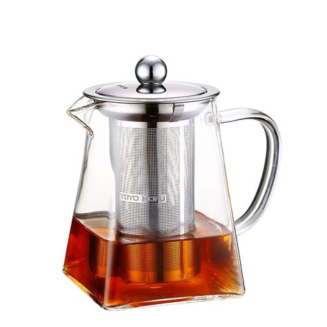Toyo Hofu Small Clear High Borosilicate Glass Tea Pot With Removable 304 Stainless Steel Infuser