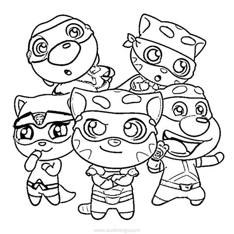 Talking Tom Heroes Coloring Pages Ben Tom And Angela Xcolorings Com