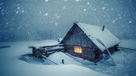 A Snowy Cabin 1920x1080 Rwallpaper