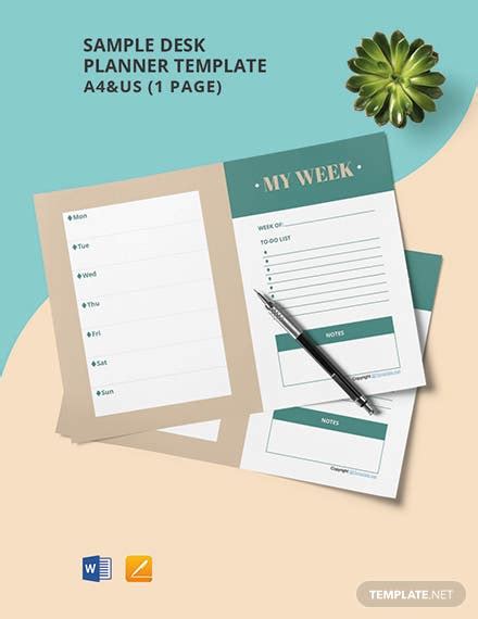 Free Sample Desk Planner Template Word Apple Pages