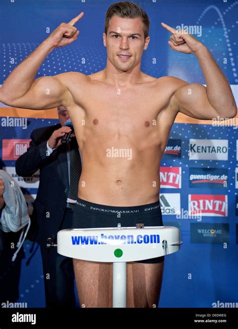German Boxer Dominik Britsch Poses During The Official Weigh In In