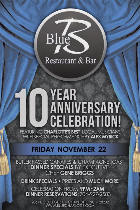 10 year anniversary party themes. Join us for our Blue's 10 Year Anniversary Party! Friday ...