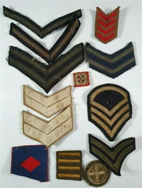 Ww2 British Army Chevron Cloth Sleeve Badges Shoulder Patches Rank Etc