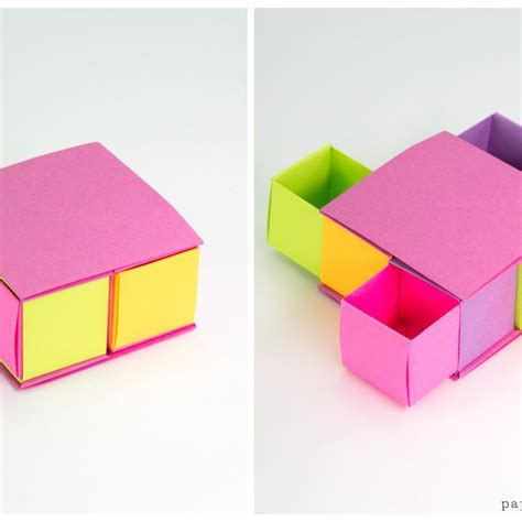 Hinged Origami Box Tutorial Cube Version Paper Kawaii Origami Box