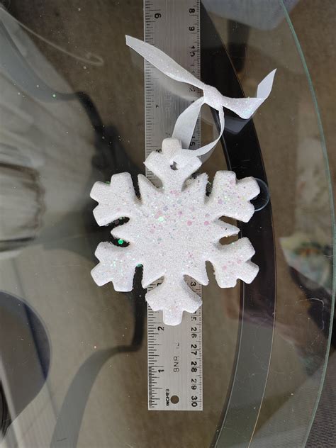 3 Iridescent Glittered Snowflake Ornaments In White Or Ice Etsy