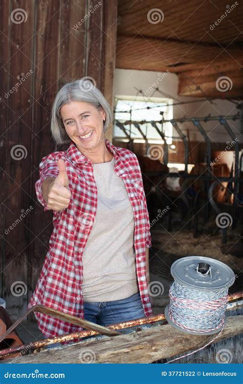 Matured Farm Woman At Work Stock Photo Image Of Grey 37721522