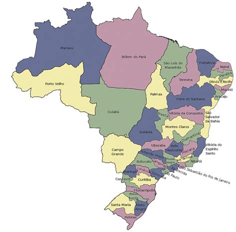 Mapa De Brasil Pol Tico F Sico Con Nombres Y Provincias