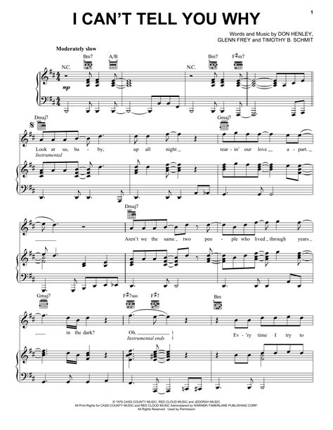 I Cant Tell You Why Sheet Music Eagles Piano Vocal And Guitar