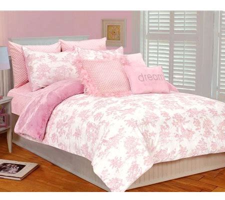 Comforter sets is it not great when a plan comes together? Thro Pink Toile Microplush Twin Comforter Set — QVC.com