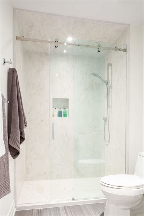 Go Groutless™ With Seamless Corian® Shower Walls Willis Corian Shower Walls Corian Bathroom