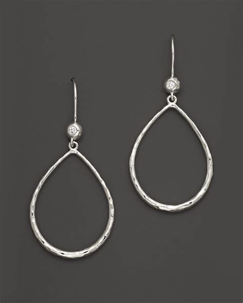 Ippolita Sterling Silver Open Teardrop Earrings With Diamonds In