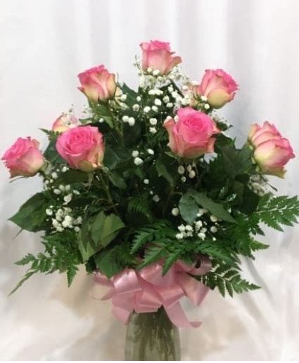 Beautiful Pink Roses Vase Arrangement In Elkton Md Fair Hill Florist
