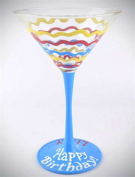 Happy Birthday Personalized Hand Painted Martini Glass Etsy