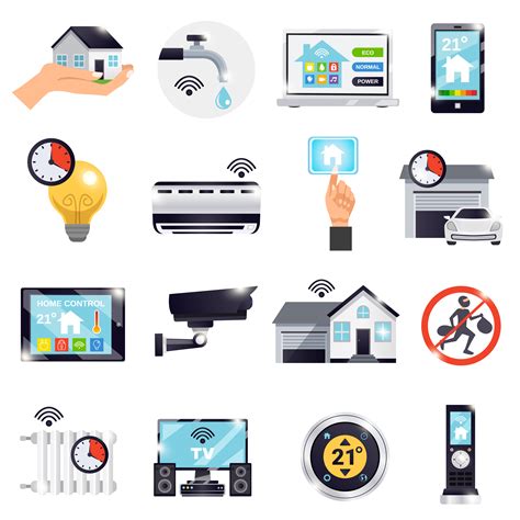 Smart Home Icon Smart System Icons Vector Flat Digital Illustration
