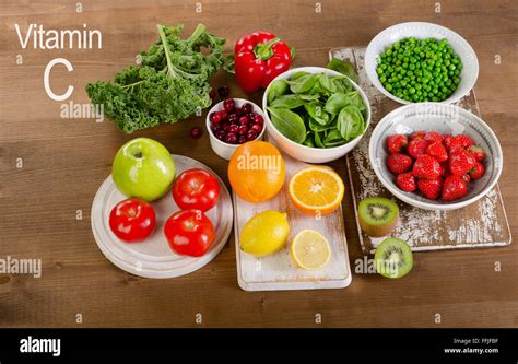 Foods High In Vitamin C Healthy Eating Top View Stock Photo Alamy