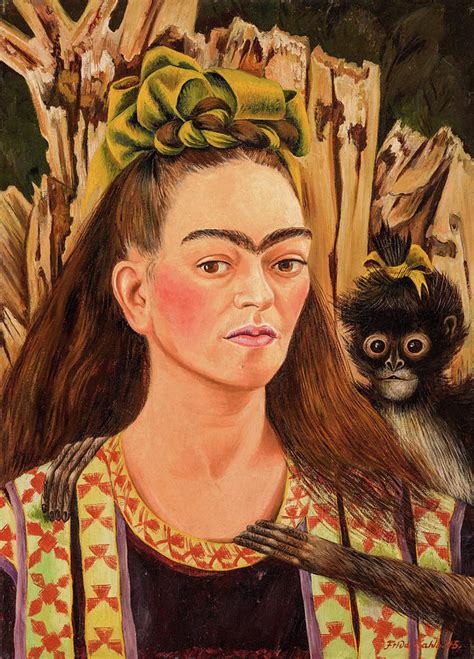 Kunstplakate Self Portrait With Monkey 1940 Frida Kahlo Painting Print