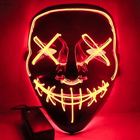 Halloween Led Glow Mask Modes El Wire Light Up The Purge Movie Costume