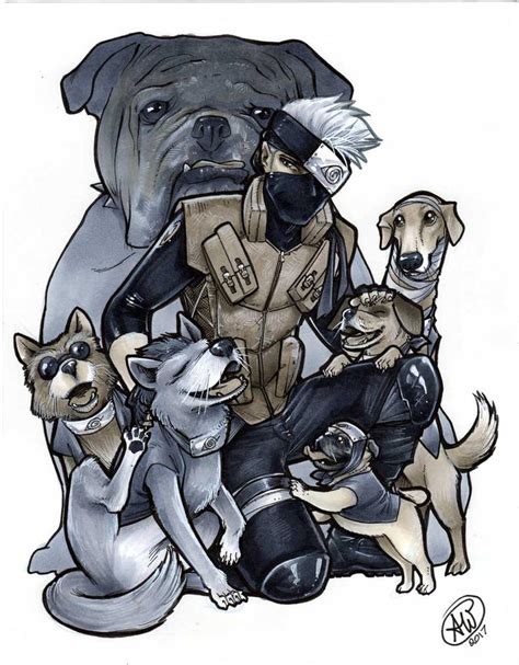 Kakashi And The Ninja Pups By Adamwithers On Deviantart