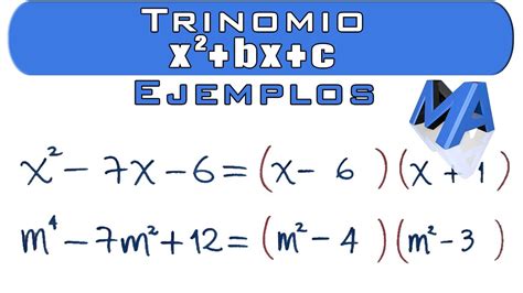 Factorización trinomios de la forma x2 bx c Ejemplos Trinomio